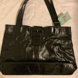 Black leather Hobo brand tote bag has tags not new